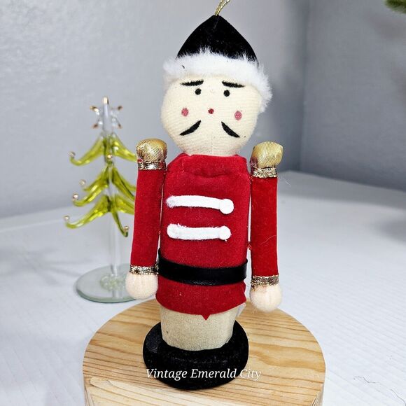 Vtg Christmas Ornaments Dolls Stuffed Pillows Set Of 2 Angel Nutcracker Soldier - Picture 11 of 15